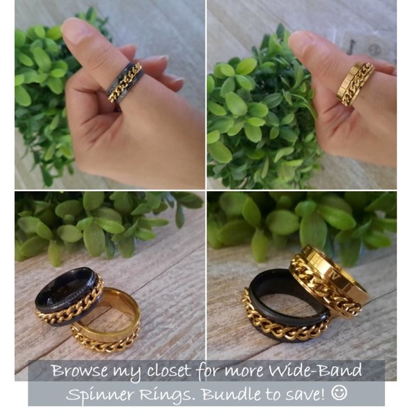 Men's Gold-Plated, Wide Band Spinner Ring with Roman Numerals NWT! - Size 7 - Picture 12 of 15